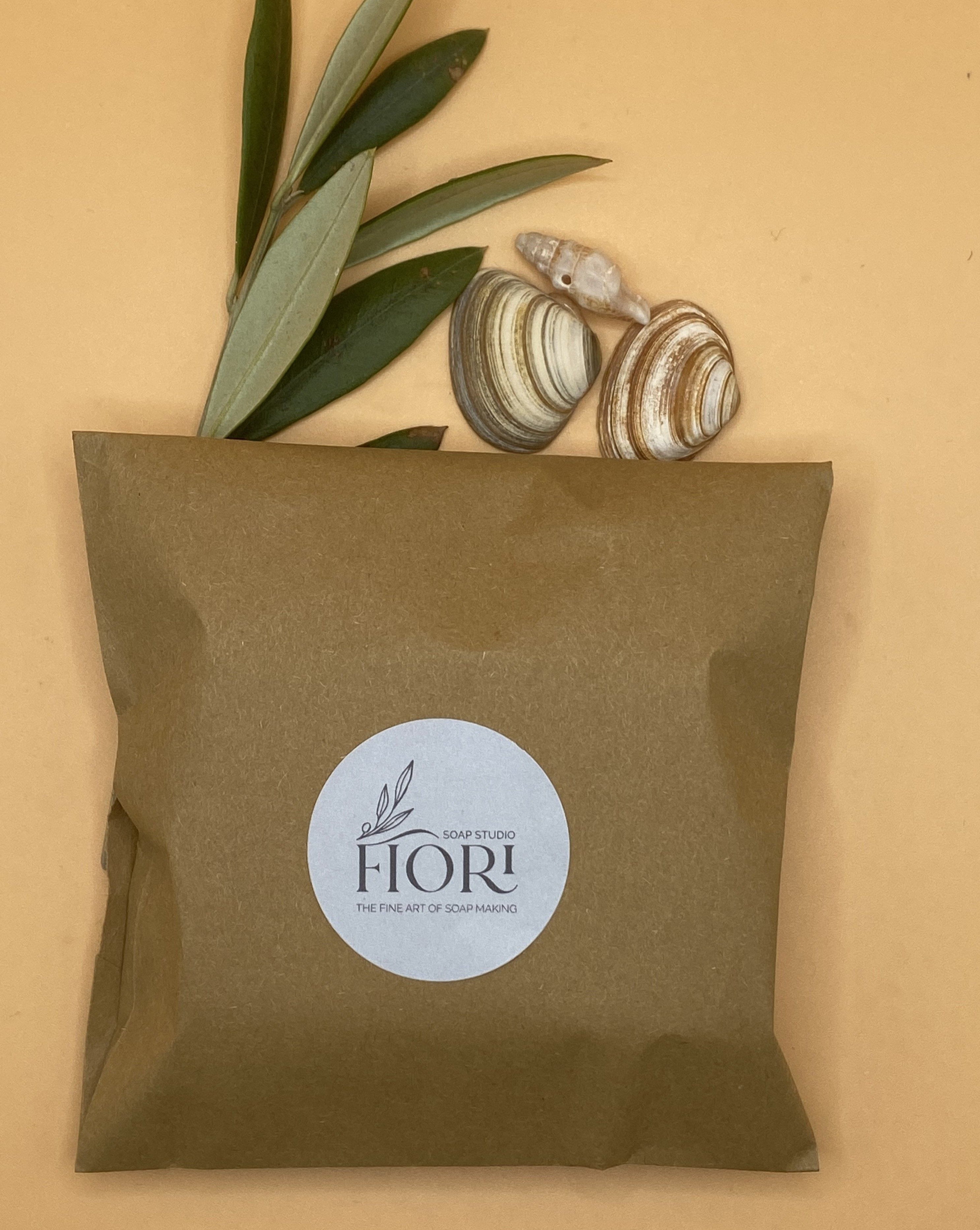 Gone to the beach soap wrapped in brown paper bag