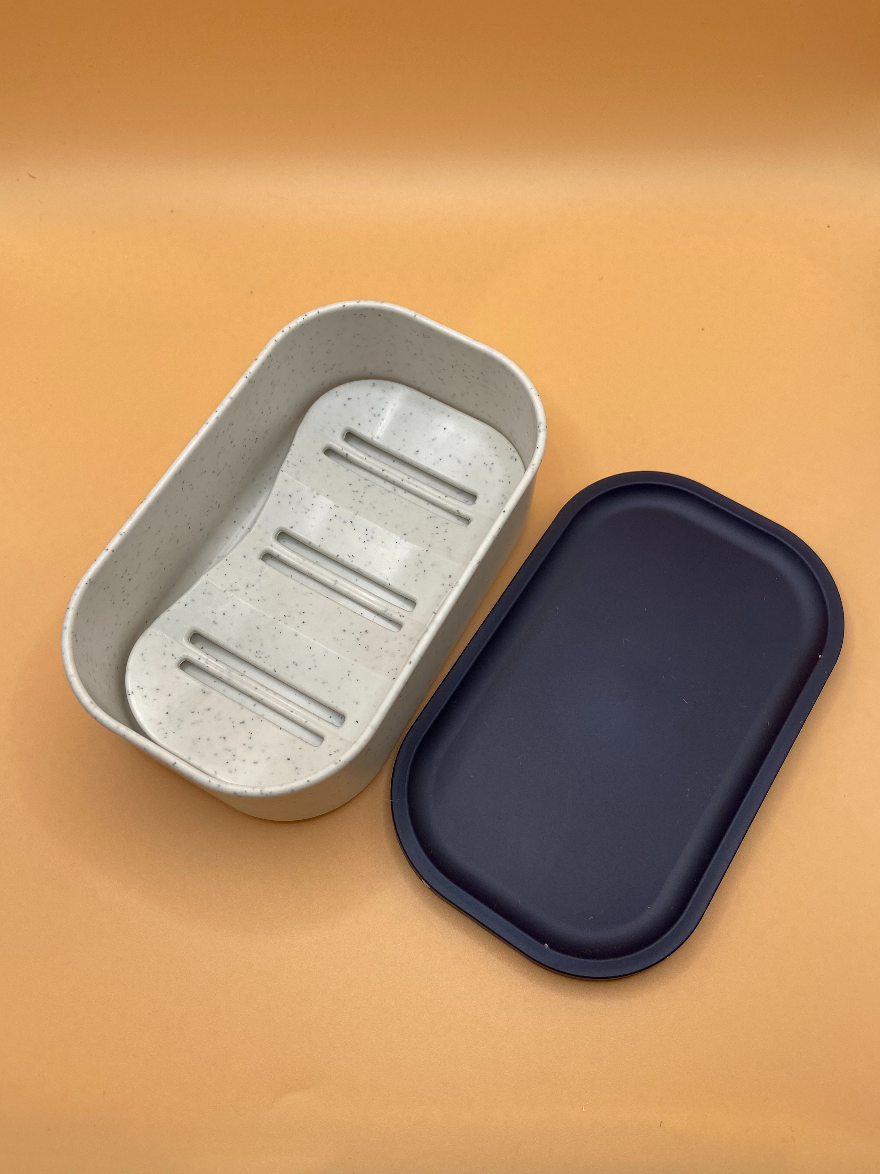 Travel soap box (blue; view without lid)
