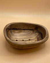 Load image into Gallery viewer, Beautiful and practical olive wood soap dish
