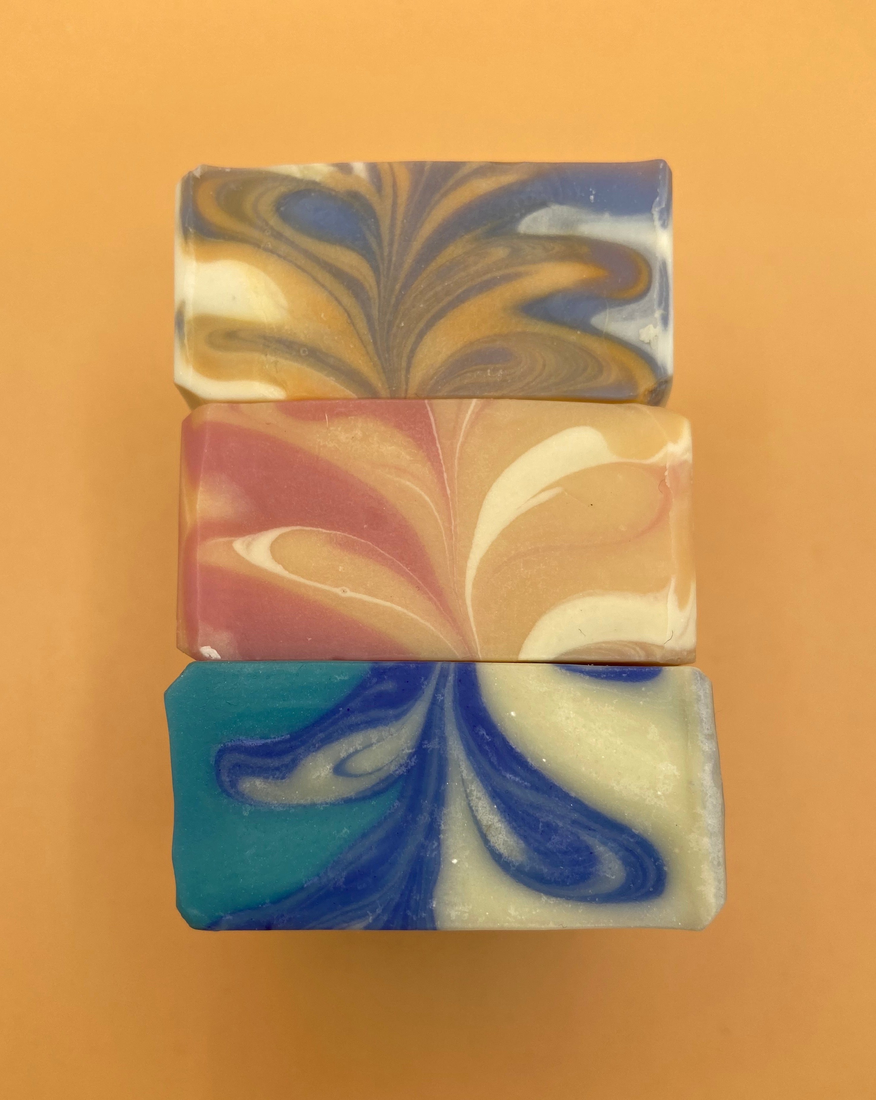 The Triology Gift Soap Set: 3 different soaps next to each other